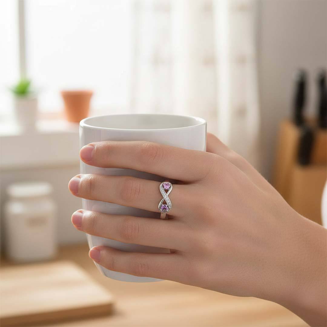Mother&Daughter-Infinity Two Birthstone Ring