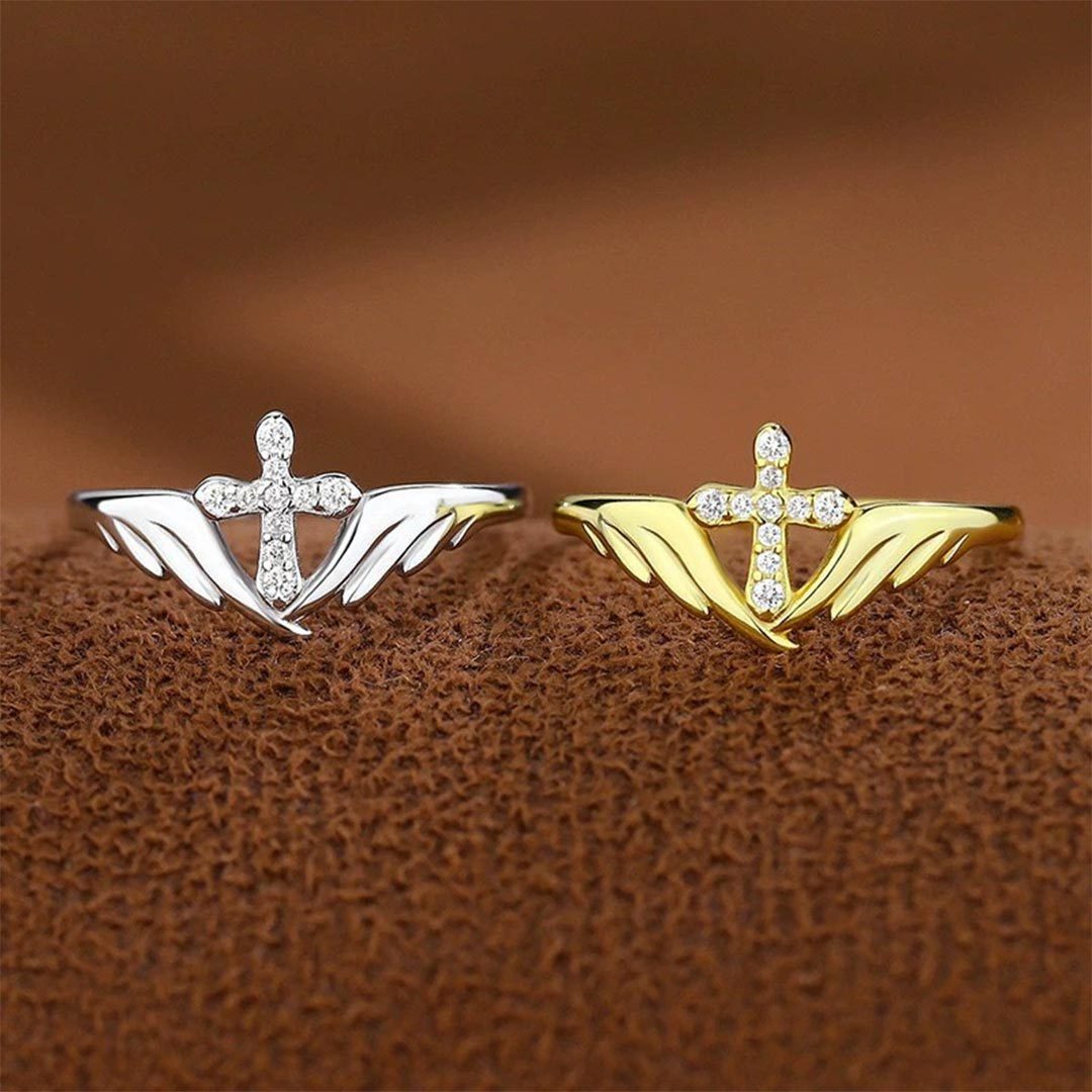 For Memorial-Open Cross Wing Slim Ring