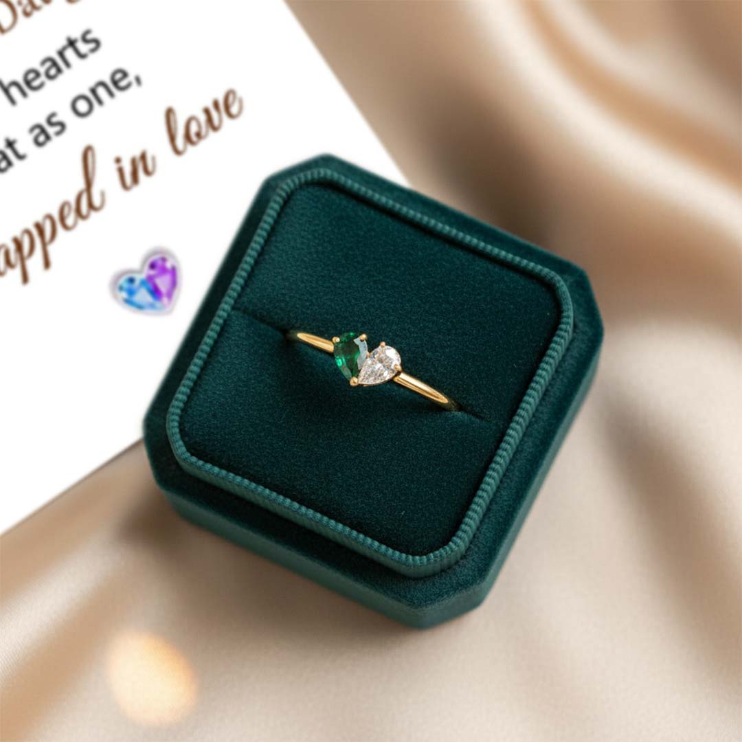 Mother & Daughter Customized Birthstones Heart Ring