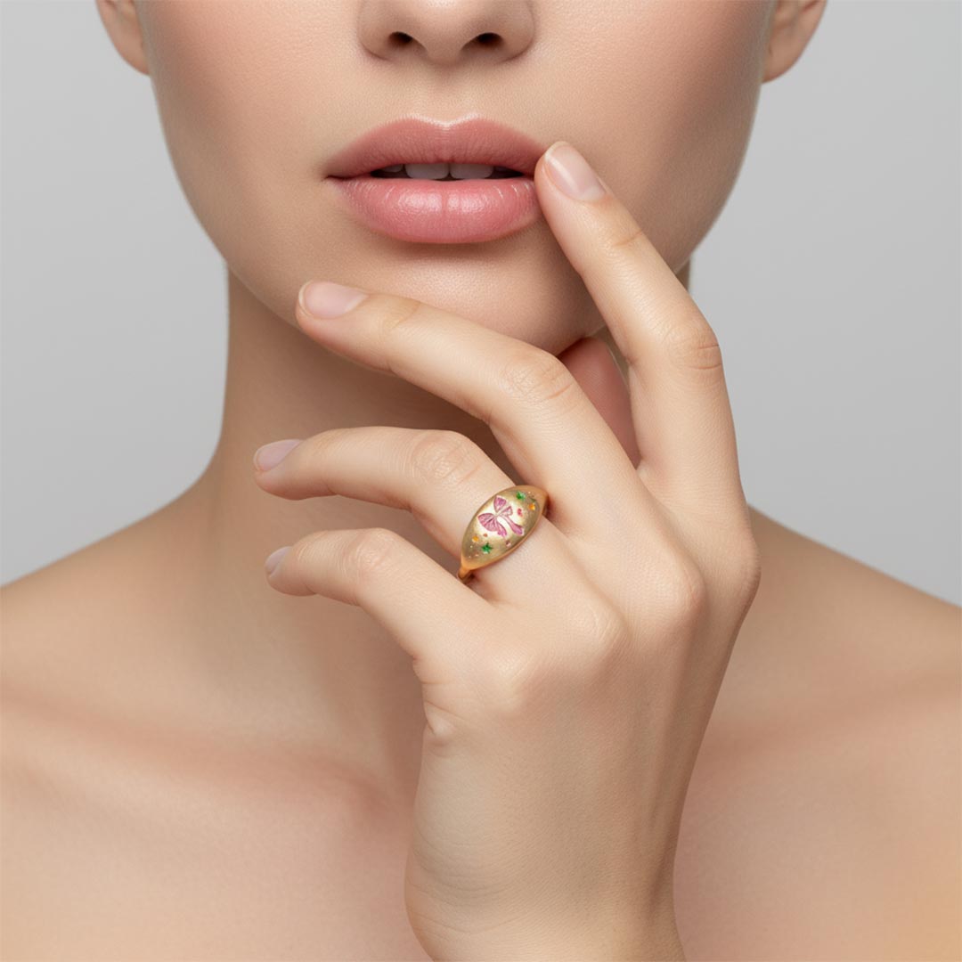 Breast Cancer Awareness-Pink Ribbon Print Ring