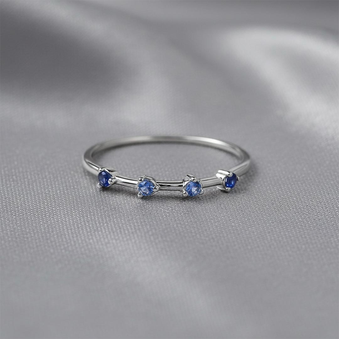 ALS Awareness-Four Gradient Blue Gemstone Ring