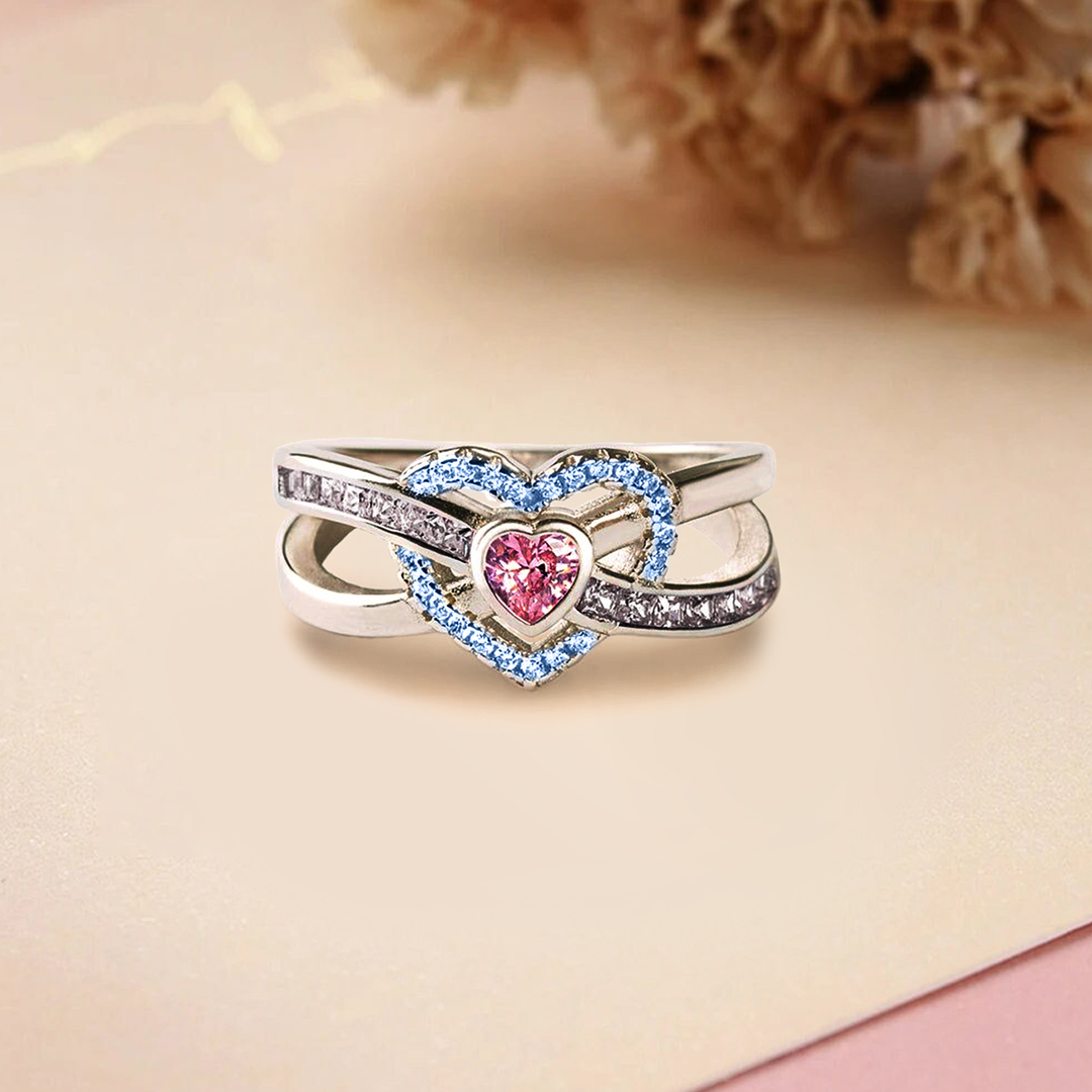 S925 Mother & Daughter Forever Linked Together Custom Infinite Love Diamond Ring