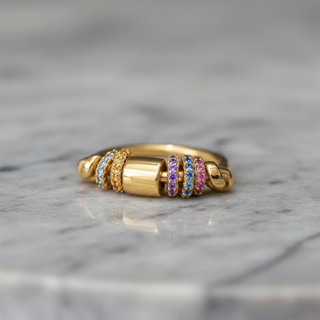 Mental Health-Colorful Bead Spinner Ring