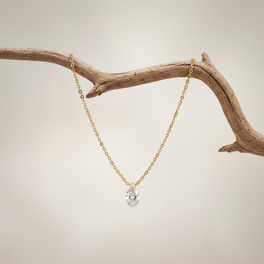 The "Never Alone" Oval Crystal Pendant Necklace