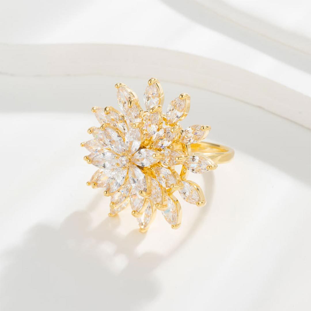 Fuck It and Begin Again-Rotating Snow Lotus Open Ring