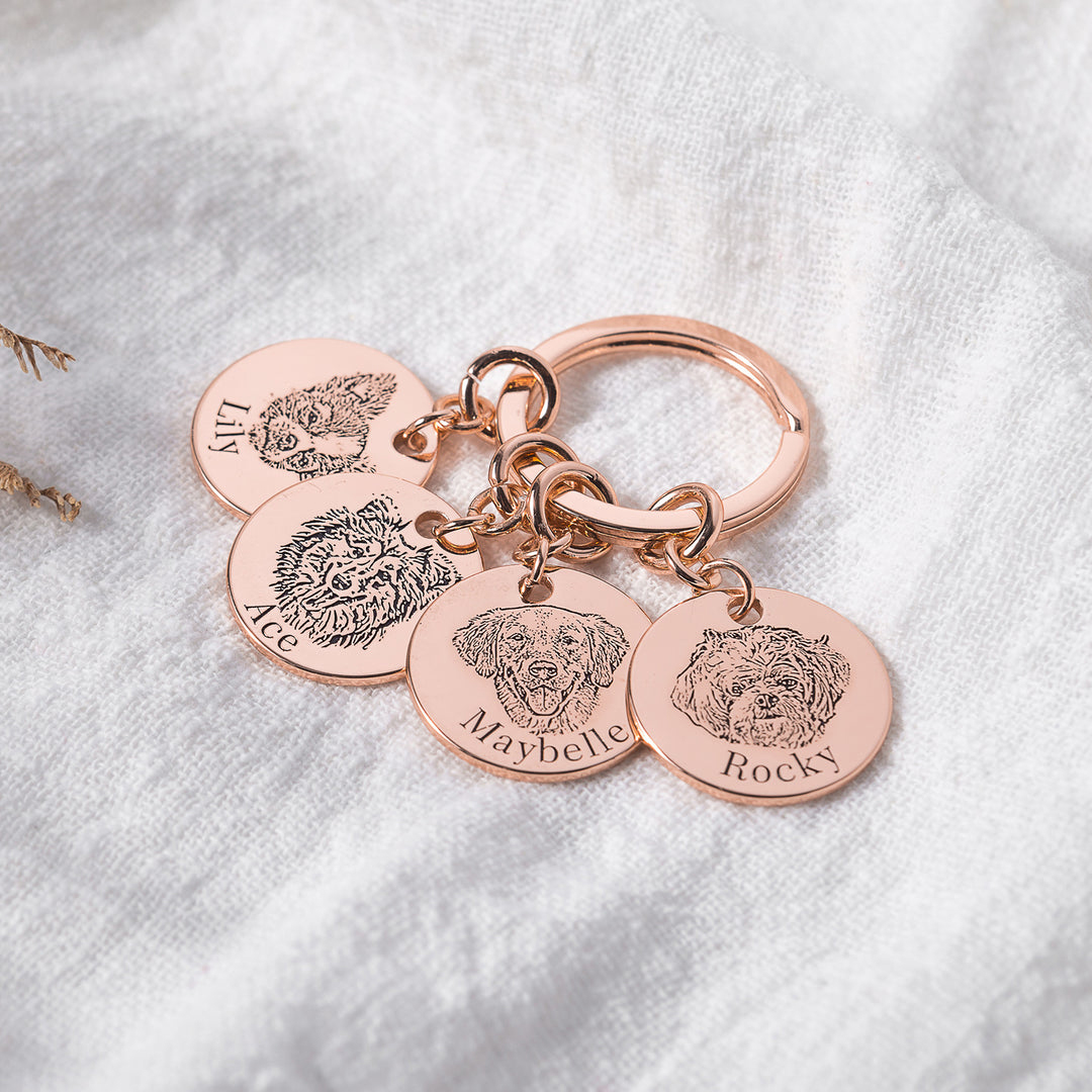Custom Pet Face Portrait Keychain