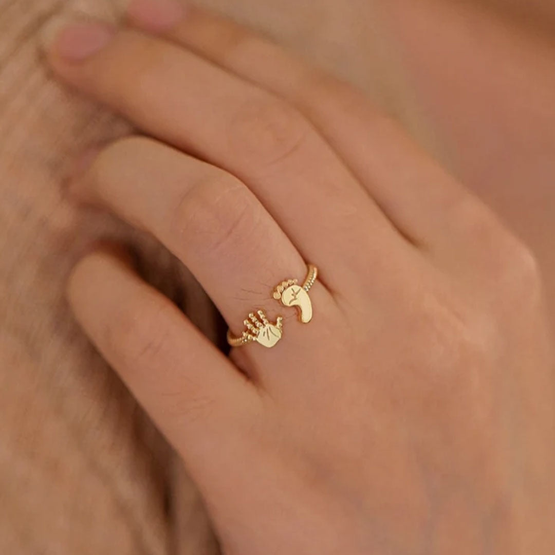 For Memorial - S925 Mama Of An Angel Palm And Sole Ring