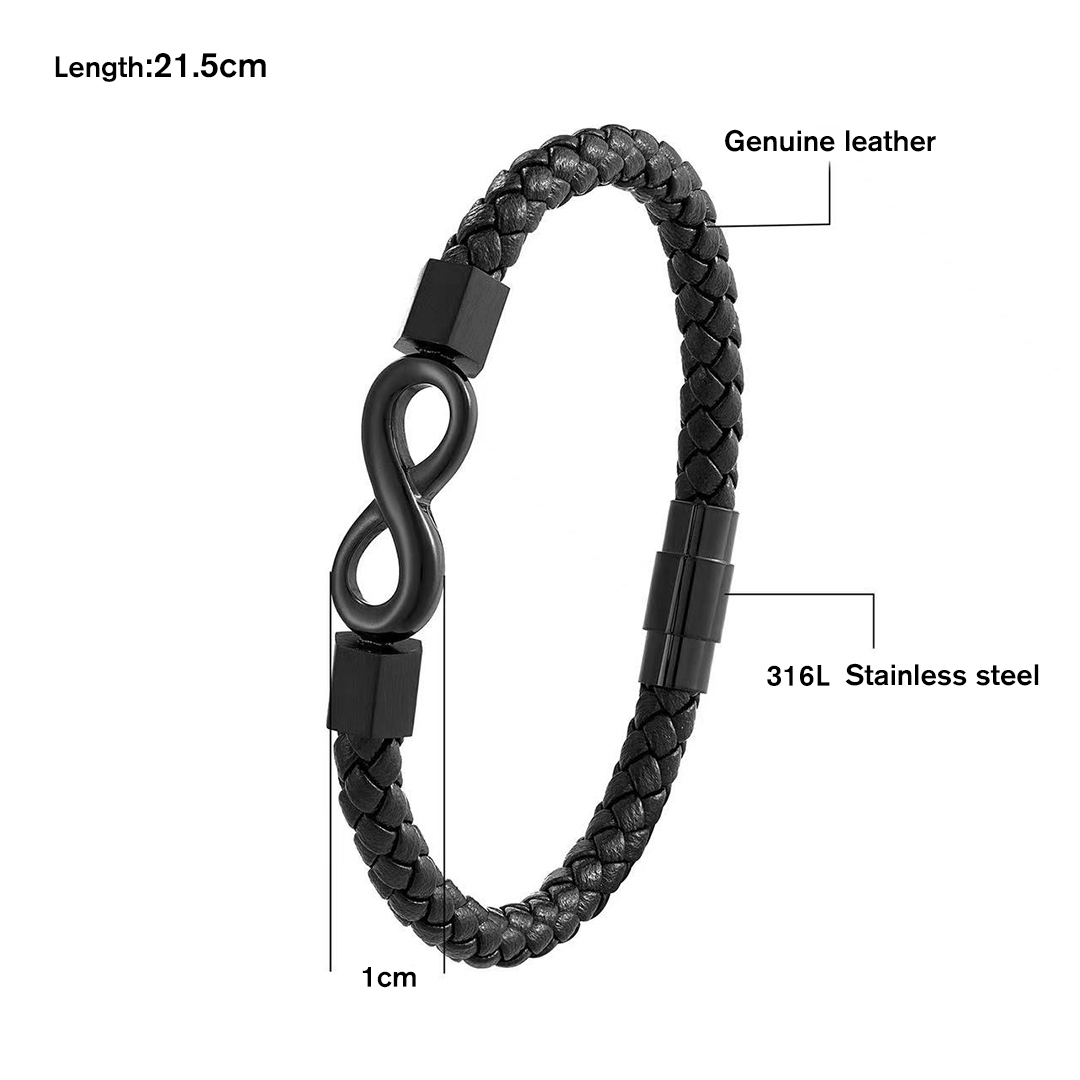 For Love - Specialized with 2 Names Infinity Leather Bracelet
