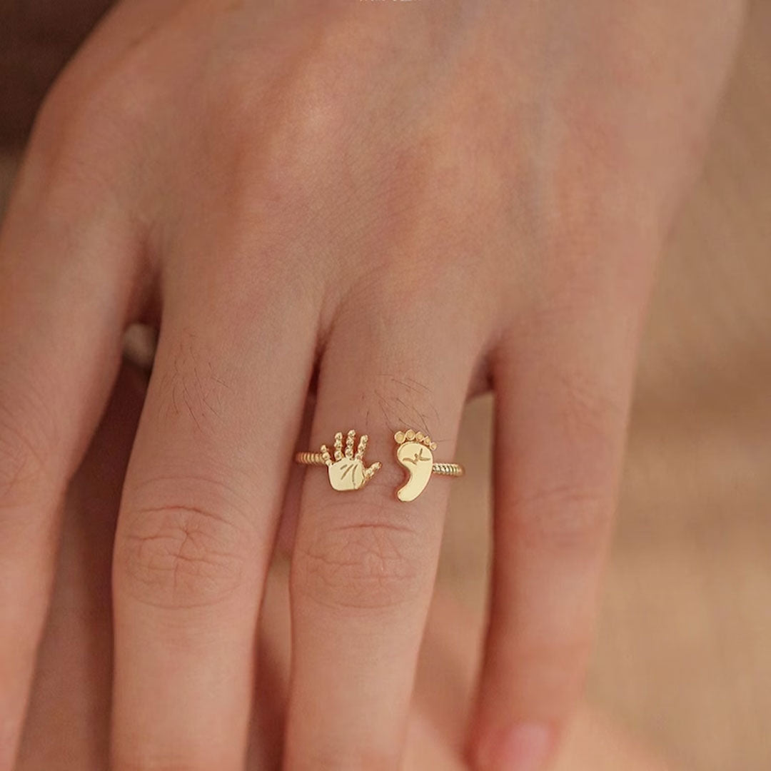 For Memorial - S925 Mama Of An Angel Palm And Sole Ring