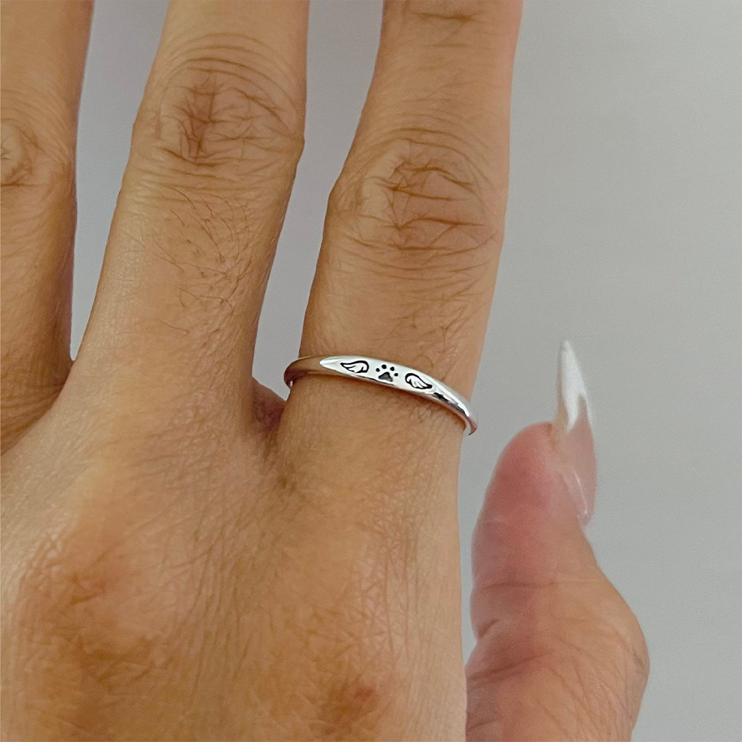 FOR MEMORIAL - My Four-legged Angel is Always Near By Tiny Paw With Wings Ring