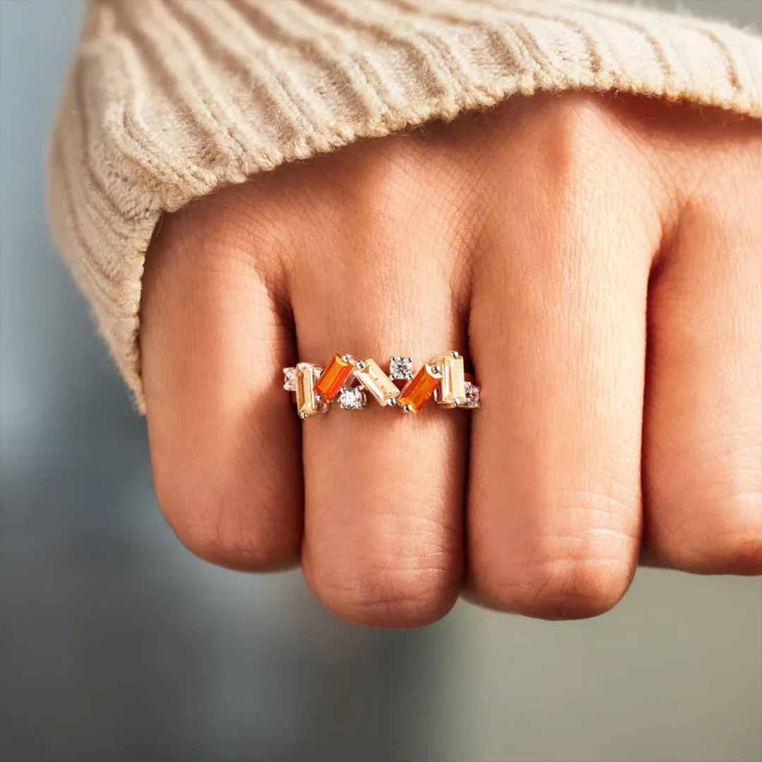 S925 Multiple Sclerosis Awareness Orange Broken Ring
