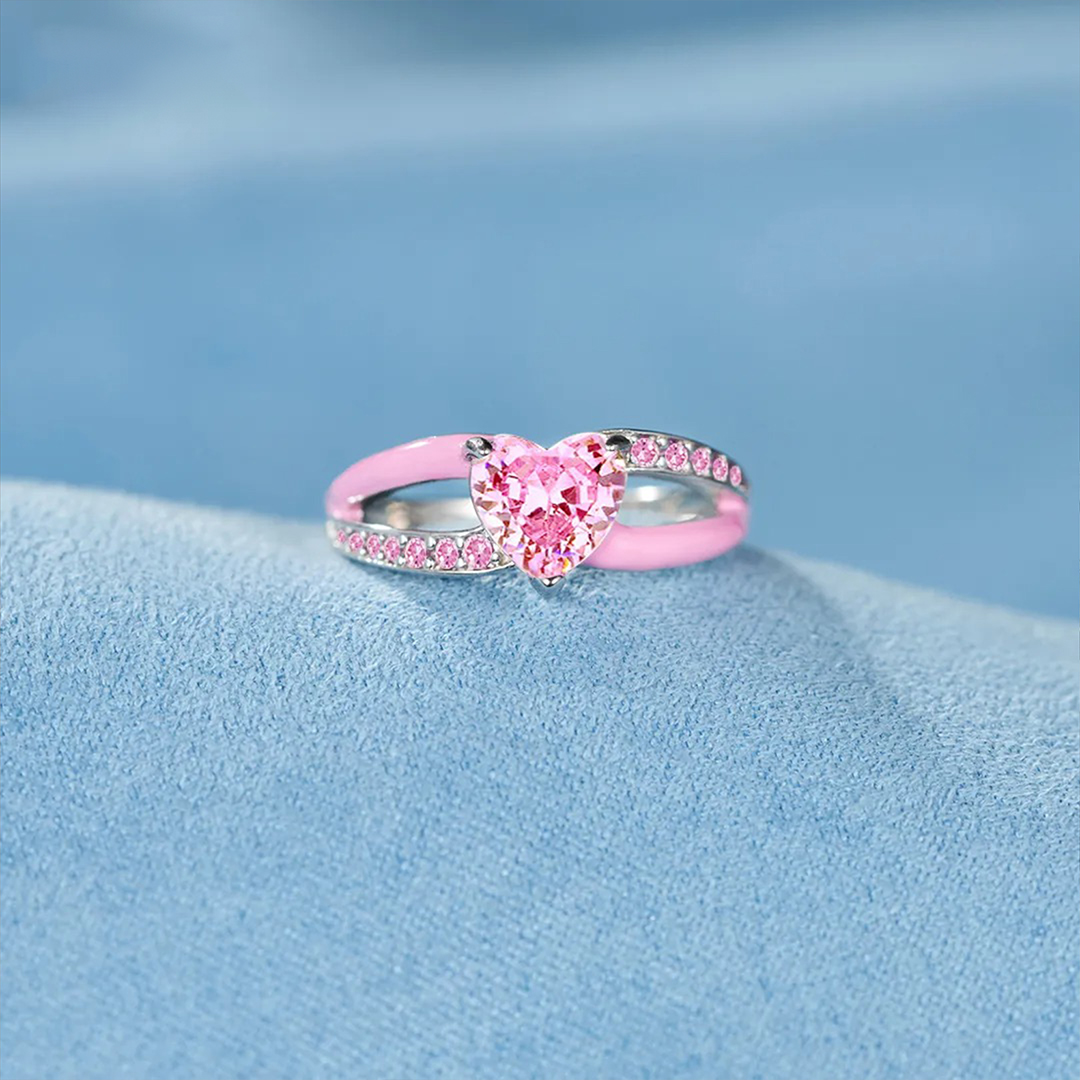 I Wear Pink For My Mother Pink Heart Ring