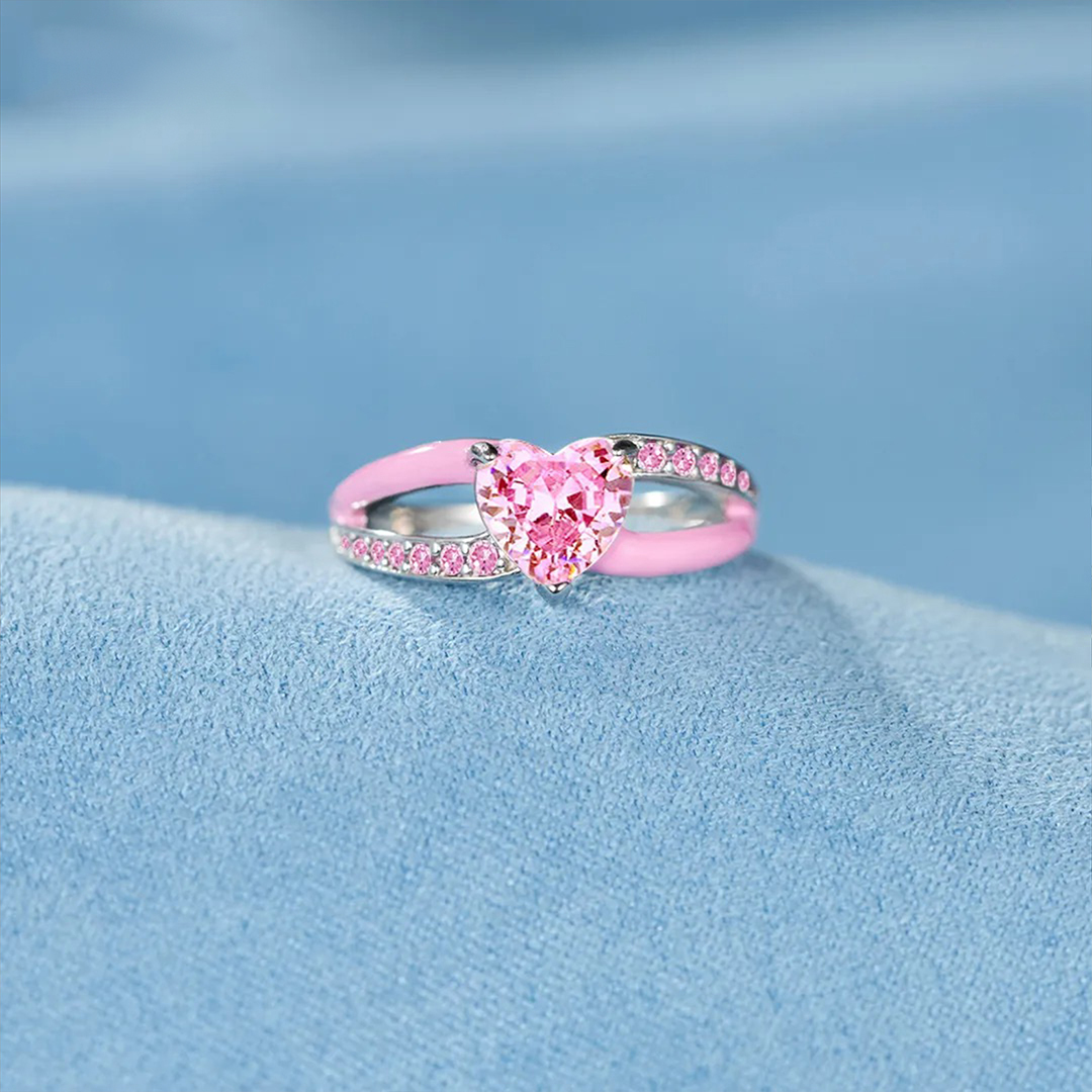 I Wear Pink For My Mother Pink Heart Ring