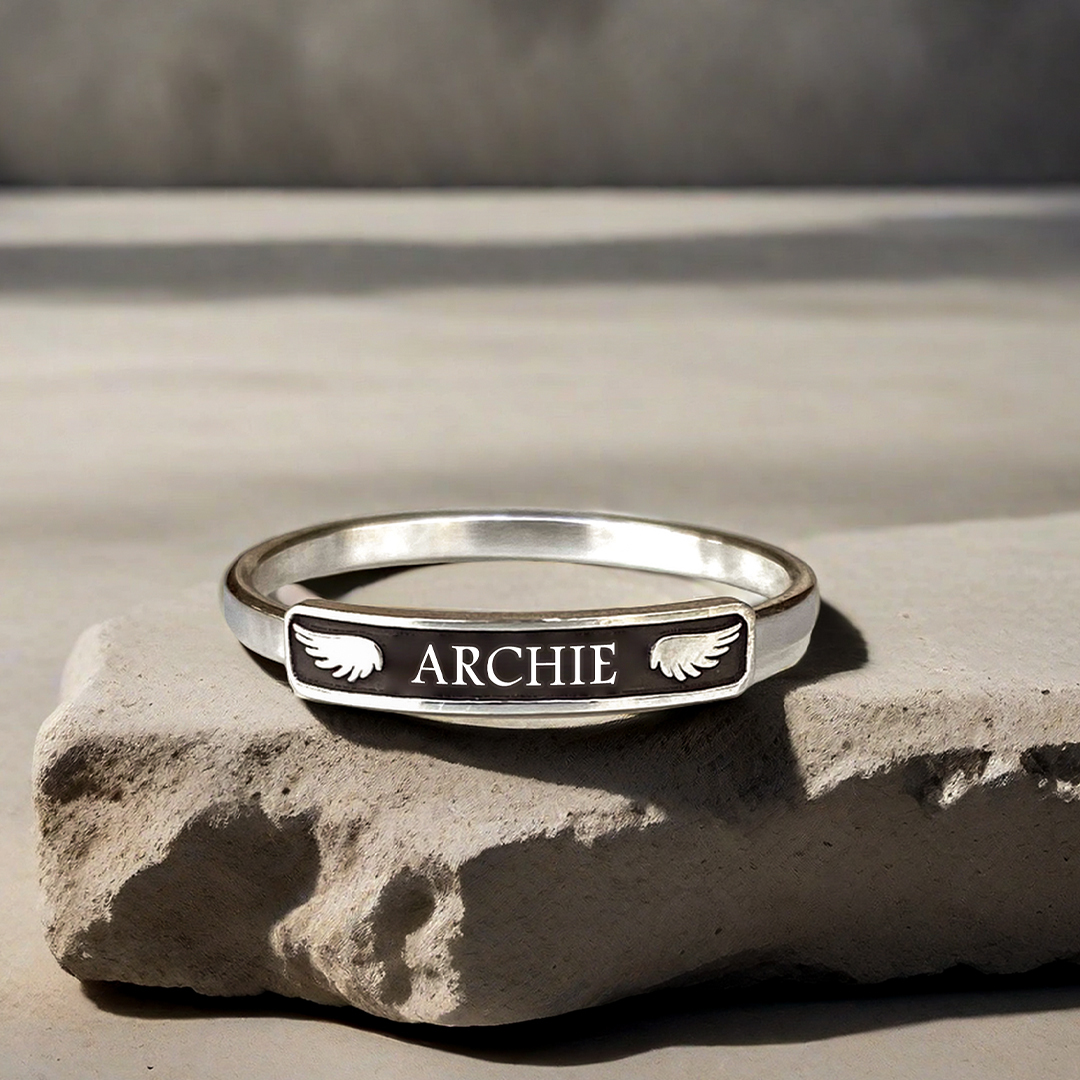 S925 I’M A Mother To A Son With Wings Custom Name Ring