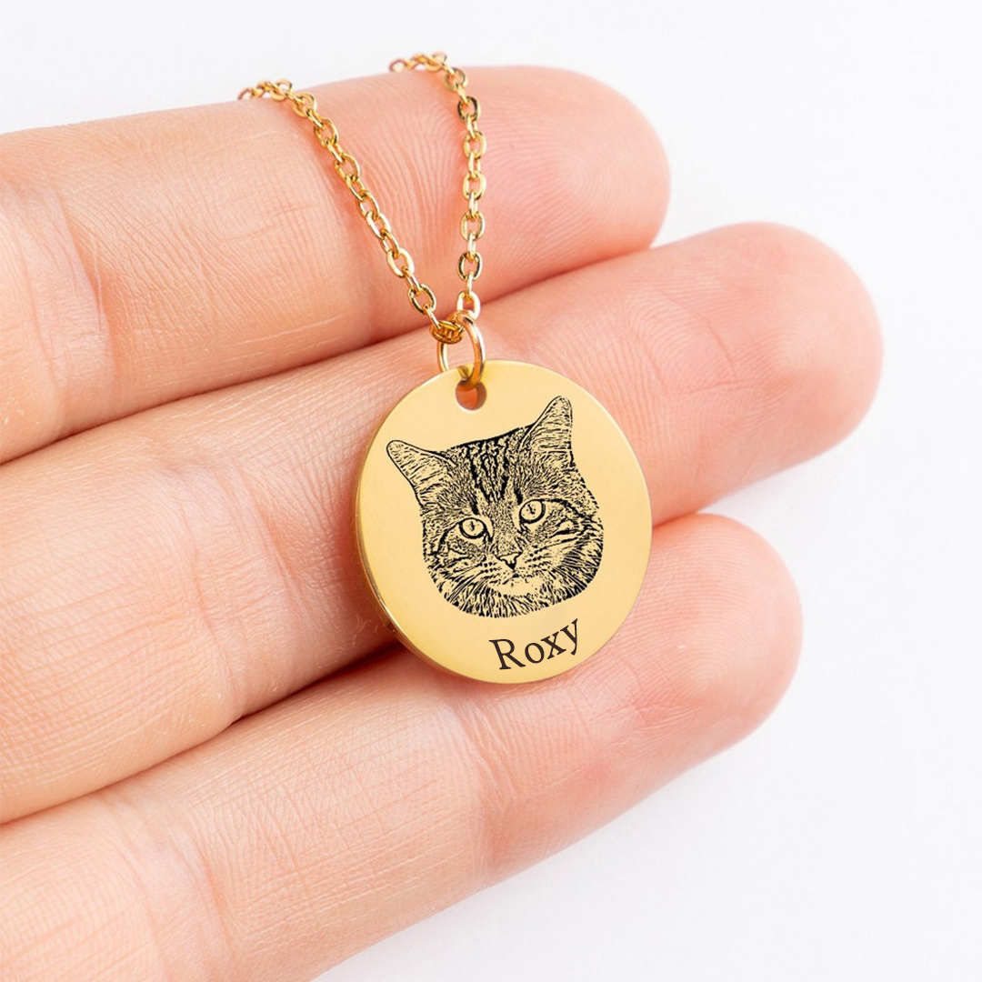 I crossed the rainbow bridge-Custom Pet Face and Name Portrait Necklace