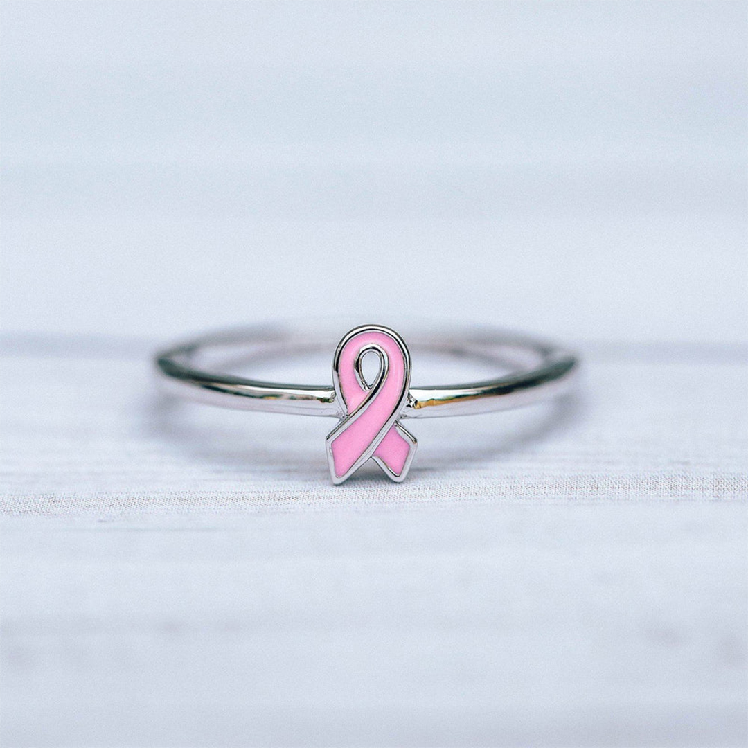 Breast Cancer Awareness- Pink ribbon thin Ring