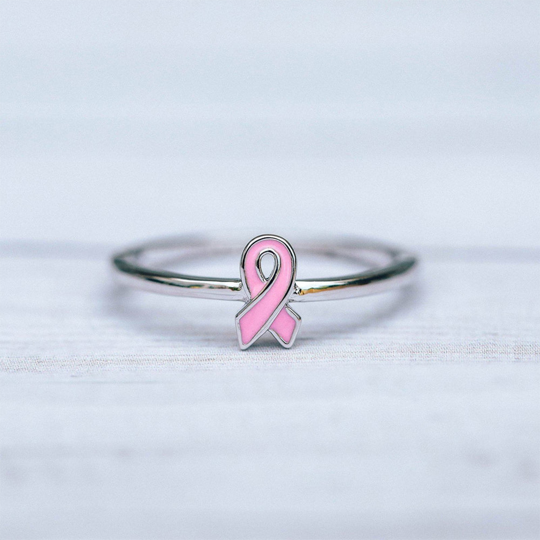Breast Cancer Awareness- Pink ribbon thin Ring