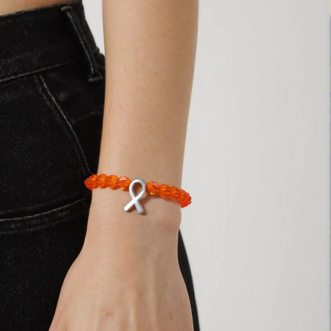Multiple Sclerosis Awareness Orange Ribbon Bangle Bracelets