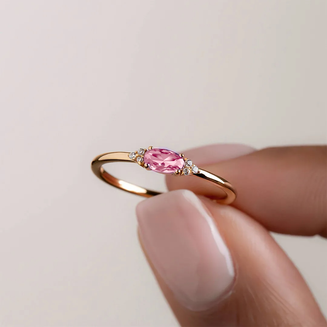 Breast Cancer Awareness-I wear pink for myself diamond thin ring