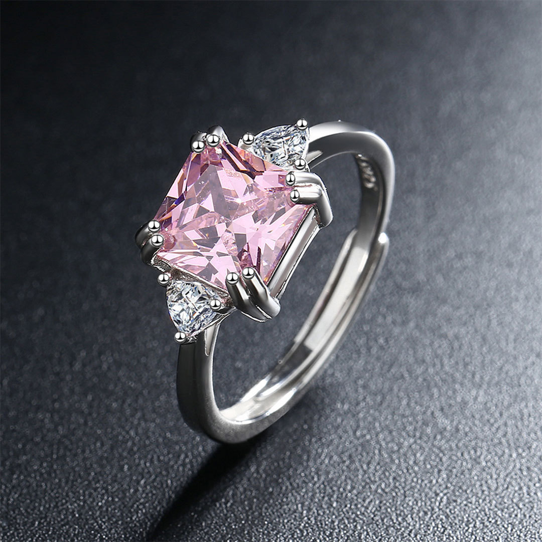 Breast Cancer Awareness-Square Pink Diamond Ring
