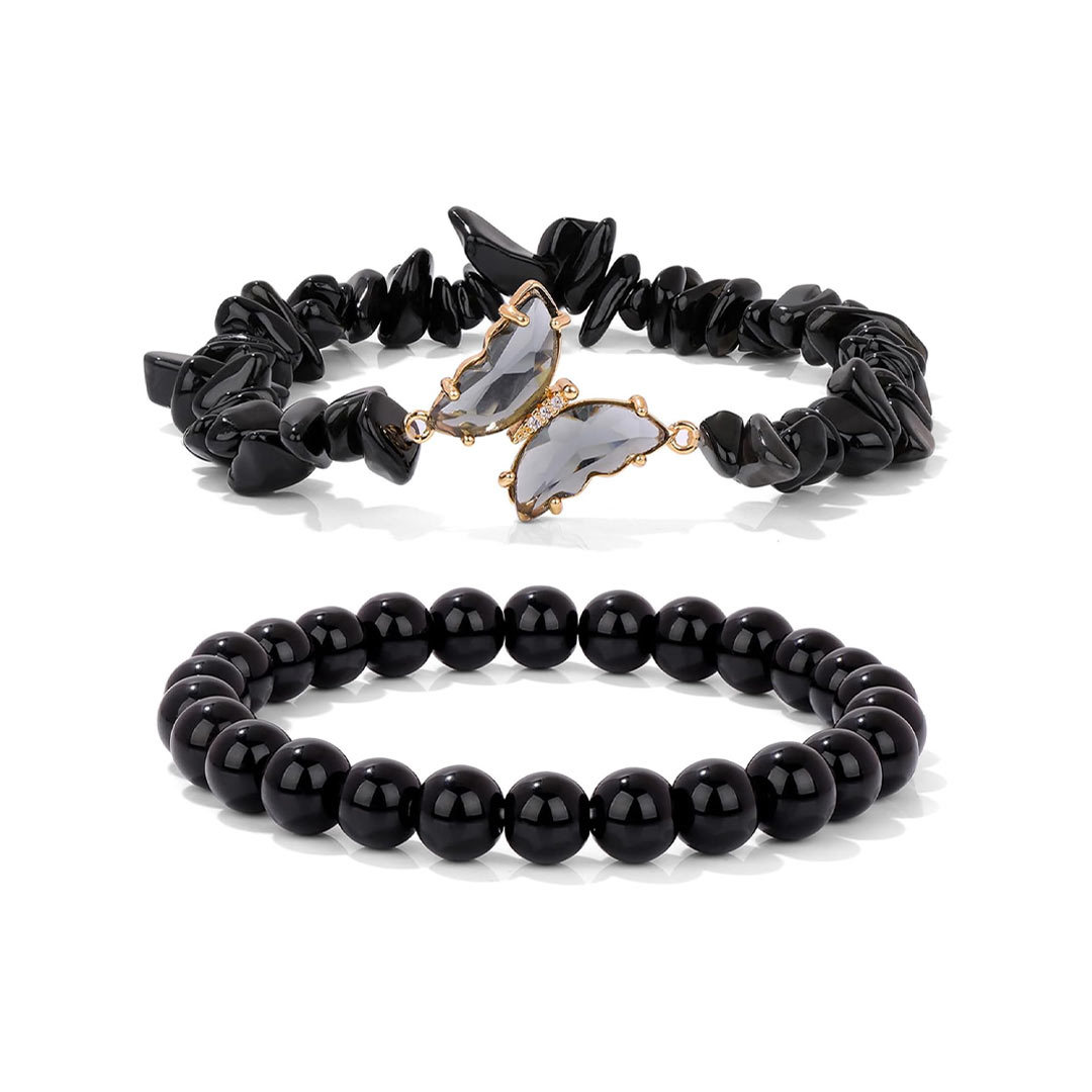 For Memorial-They Fly With Us Every Day Double-layer crystal butterfly bracelet