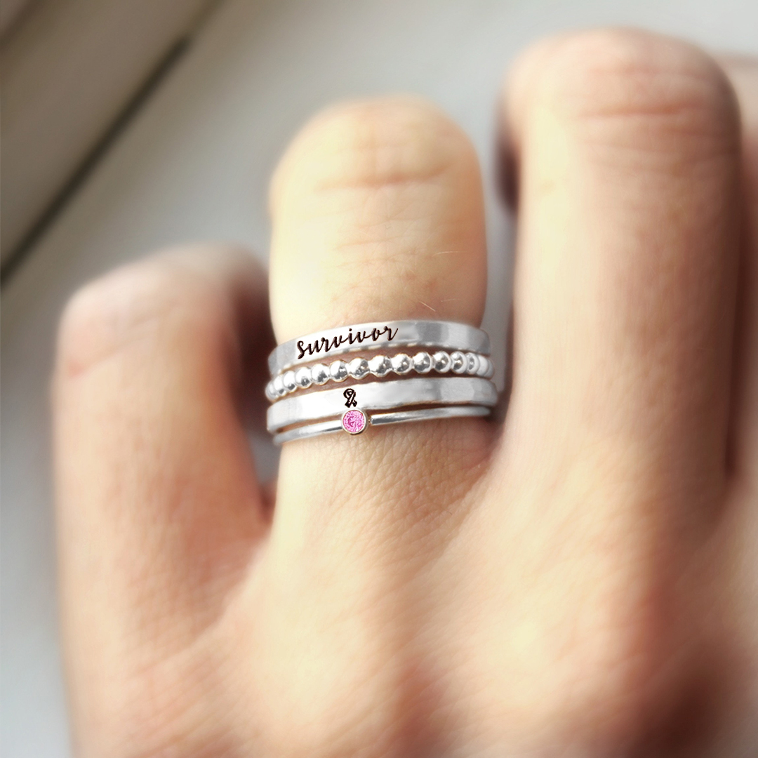 Breast Cancer Awareness-I Am Enough Four-layer stacking ring