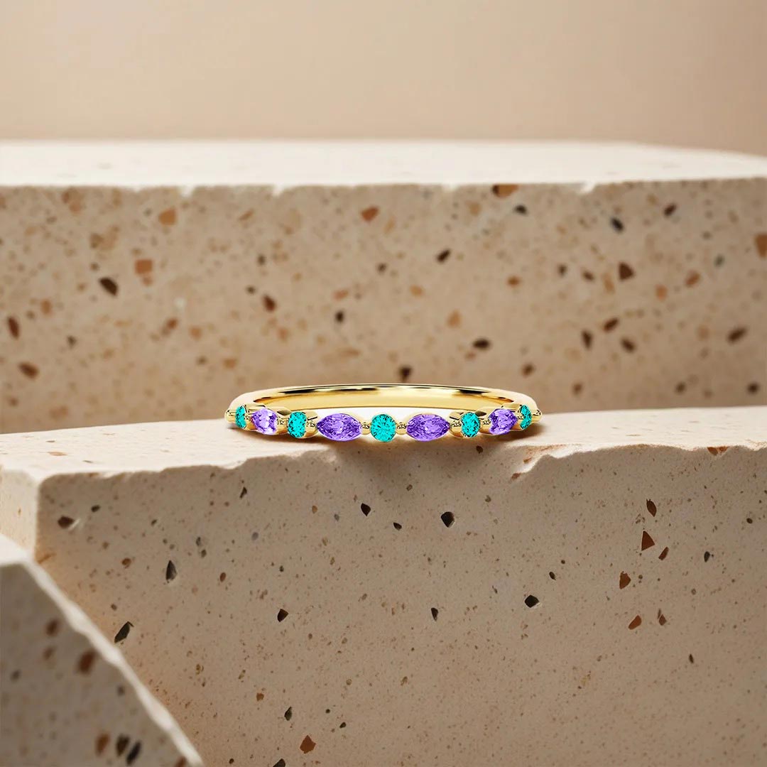 Suicide Prevention Awareness-Thin bluish purple diamond ring