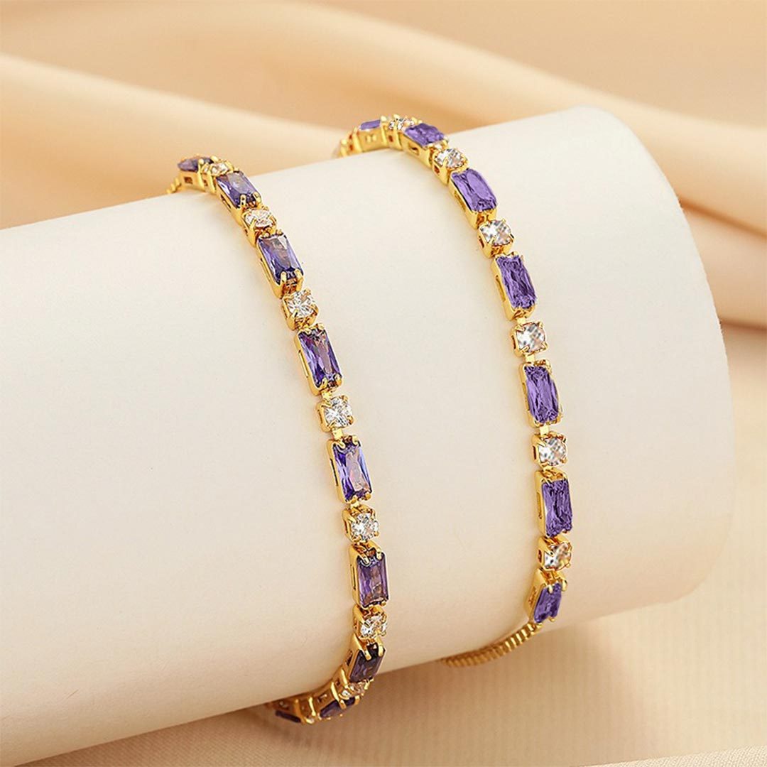 Alzheimer dementia awareness Purple long polka dot bracelet