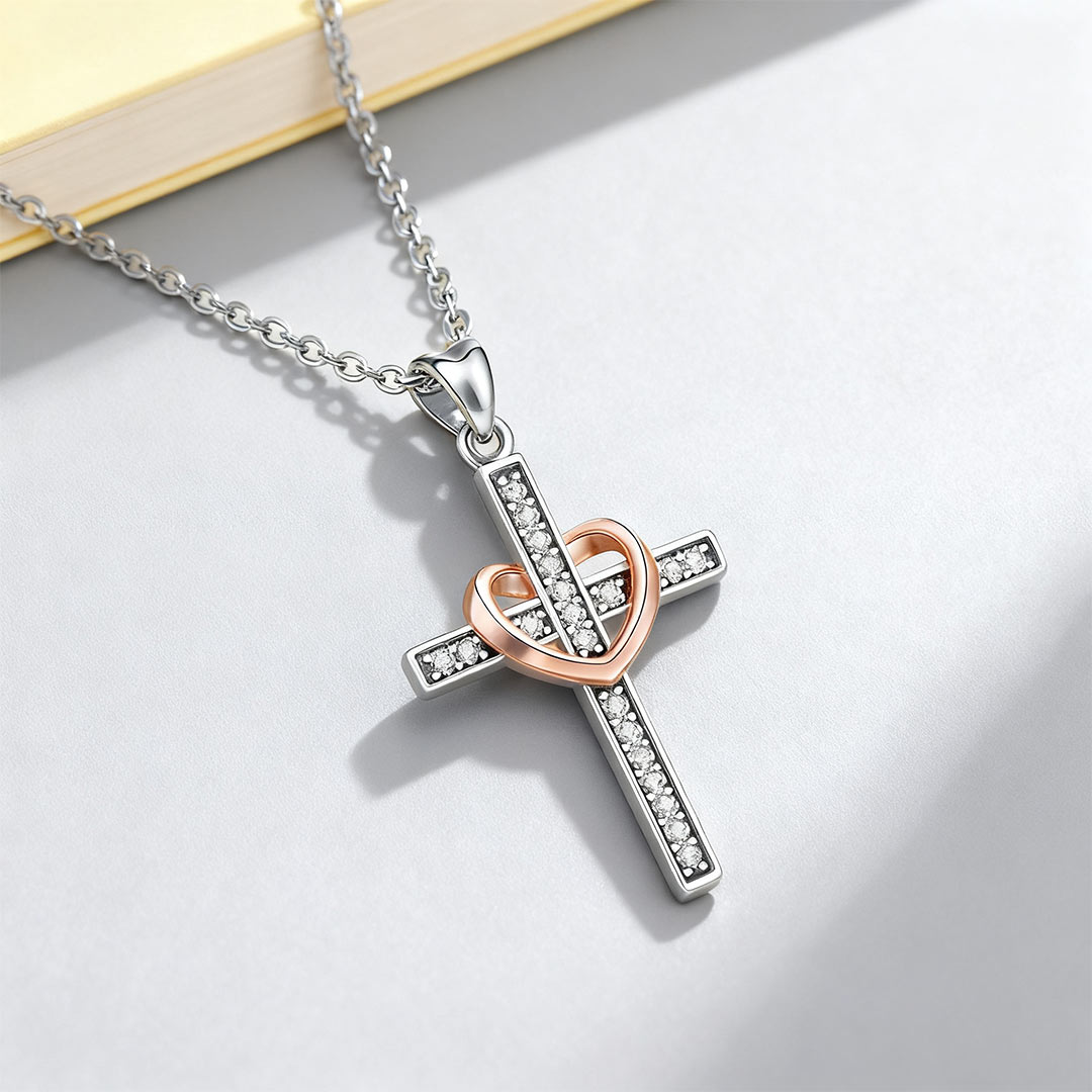 For Memorial-Missing You Always Cross Heart Necklace