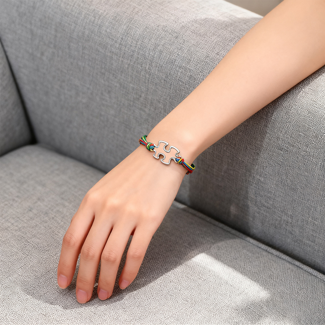 Autism Awarenss-Puzzle Colorful Braided Bracelet