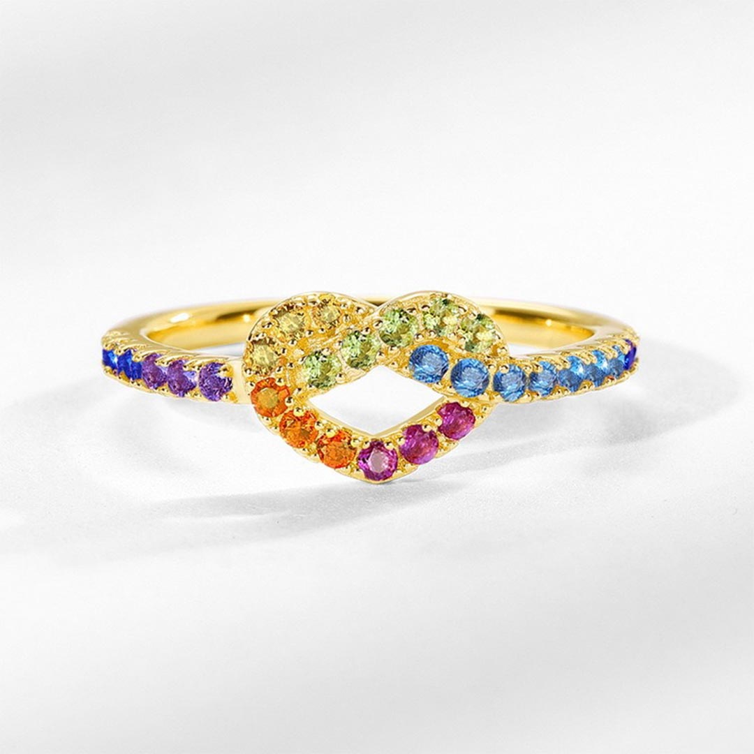 Autism Awareness-Colorful Heart Knot Ring