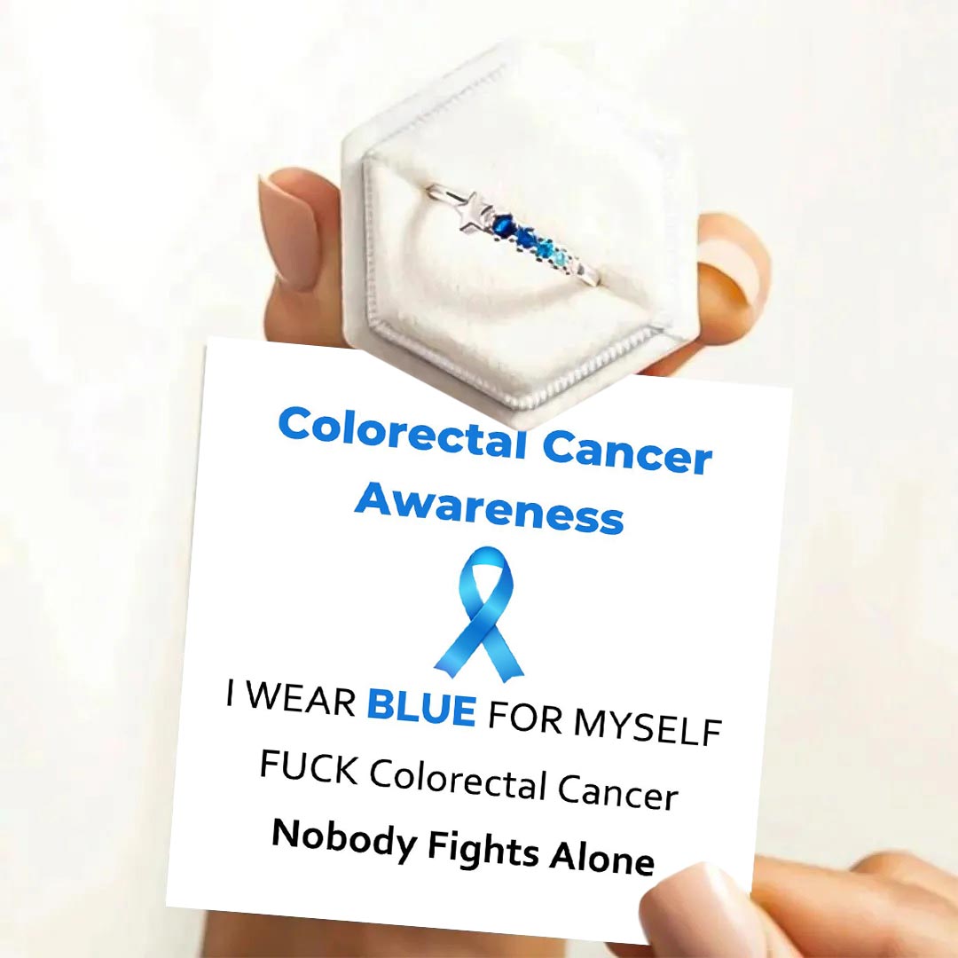 Colorectal Cancer Awareness-Gradient Blue Star Ring