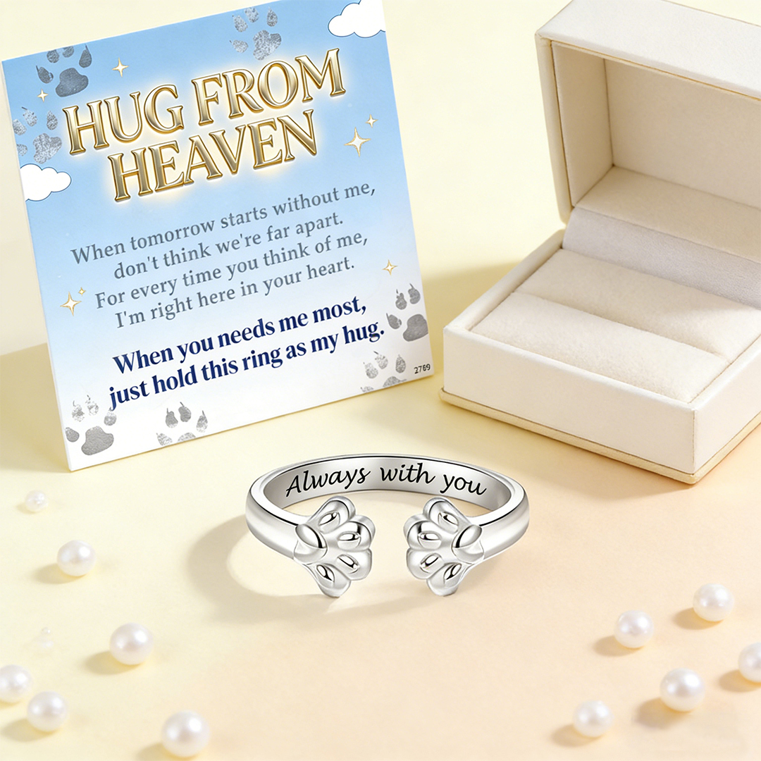 Engraved Paw Print Open Ring