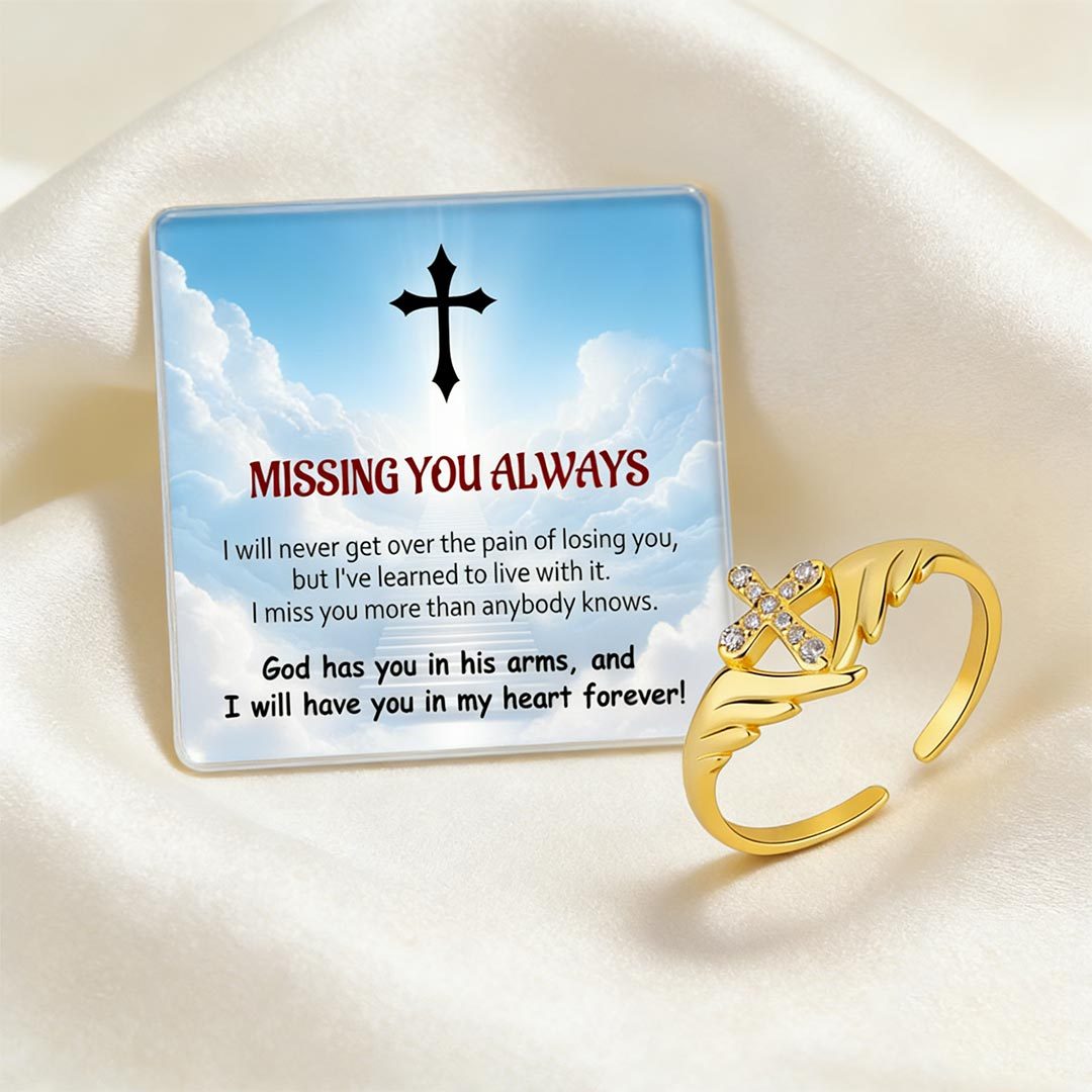 For Memorial-Open Cross Wing Slim Ring