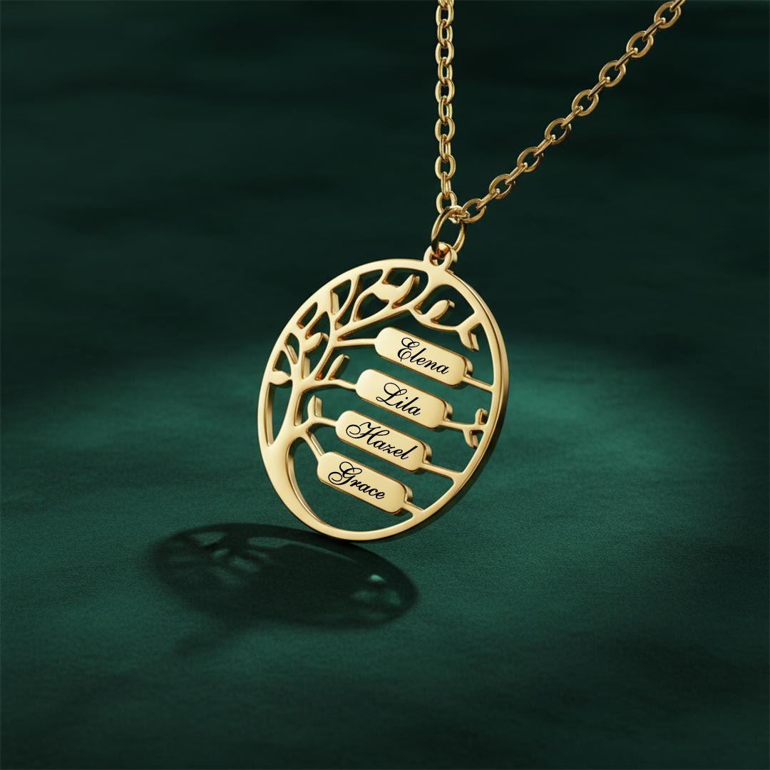 Tree of Life Horizontal Bar Name Custom Necklace