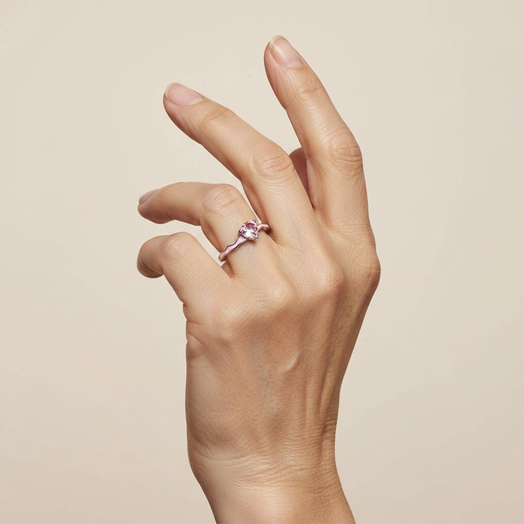 Breast Cancer Awareness-Pink Heart Enamel Ring