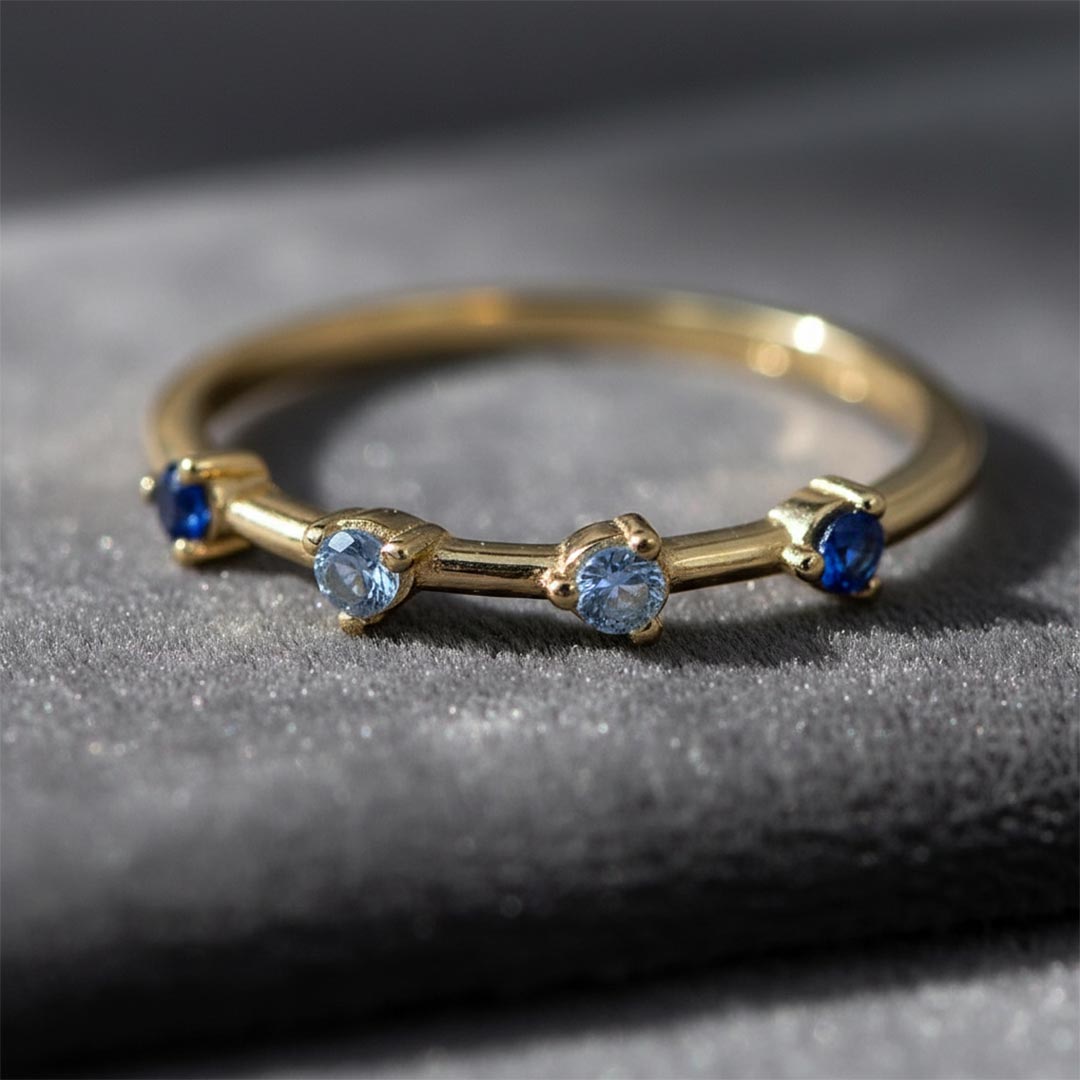 ALS Awareness-Four Gradient Blue Gemstone Ring