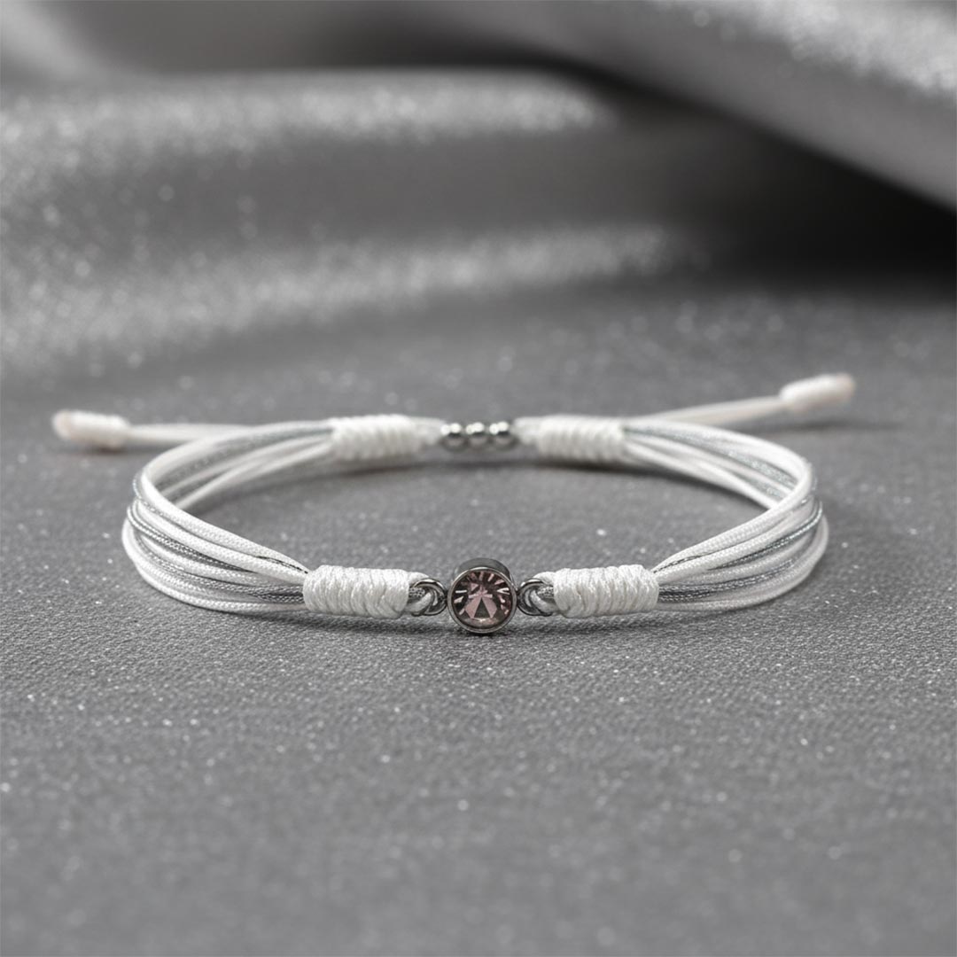 Brain Tumor Awareness-Gray & White Round Diamond Bracelet