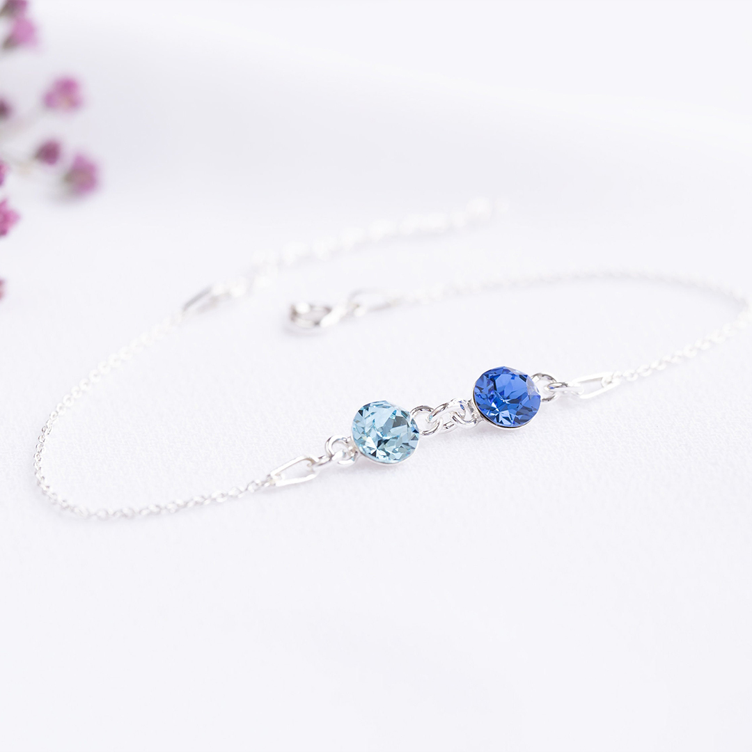 Husband and Wife Forever Linked Together Custom Birthstones Bracelet