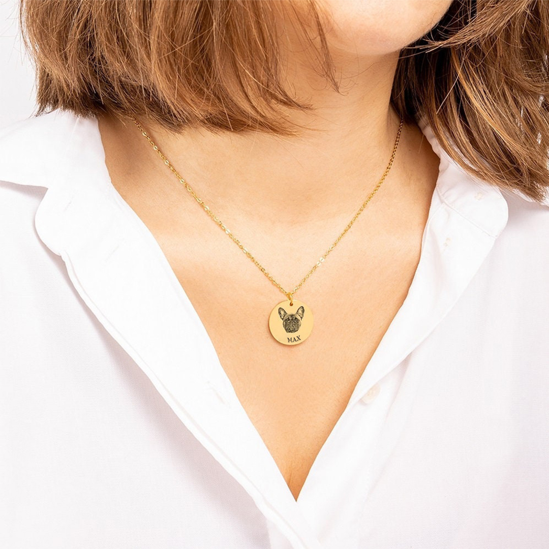Custom Pet Face Portrait Necklace