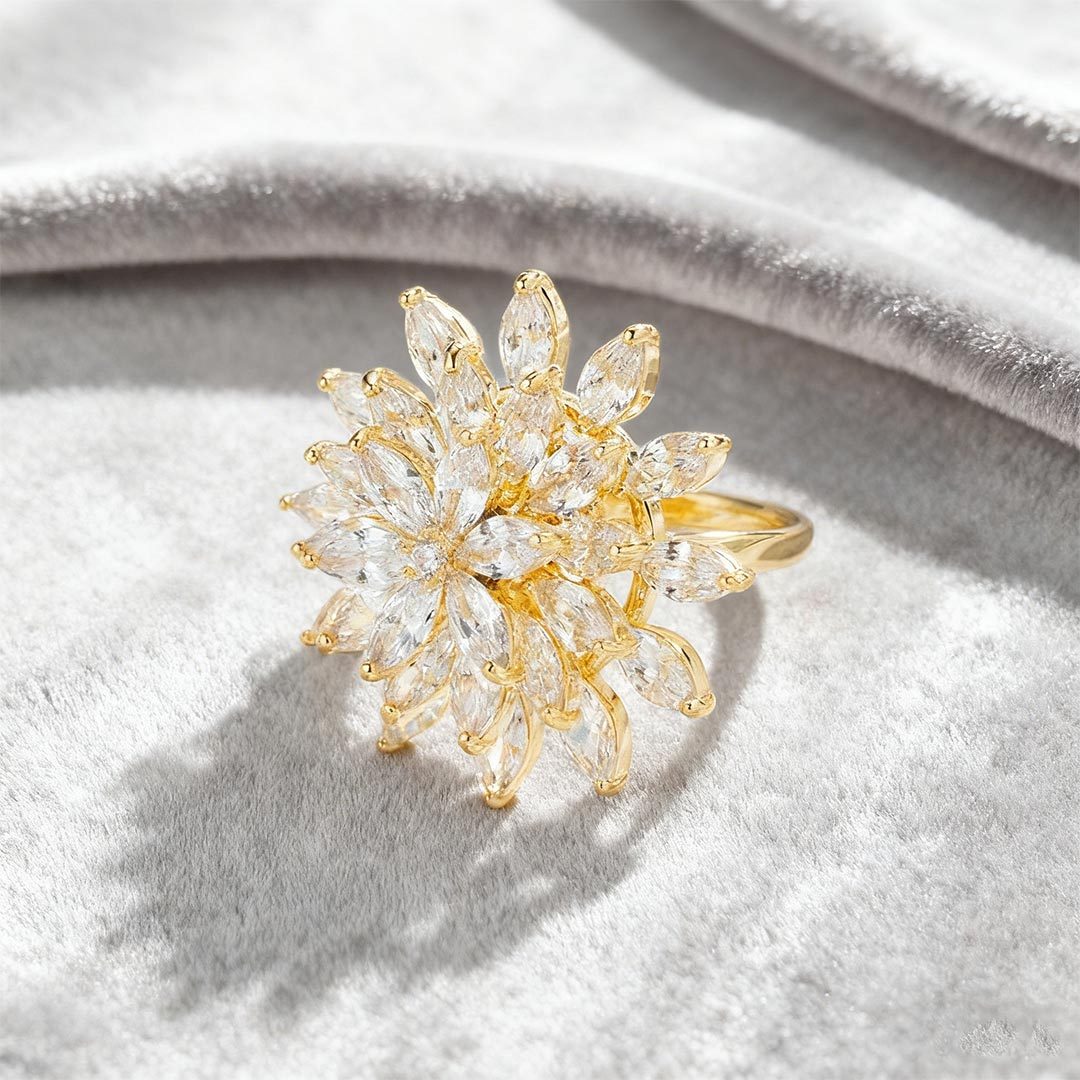 Fuck It and Begin Again-Rotating Snow Lotus Open Ring