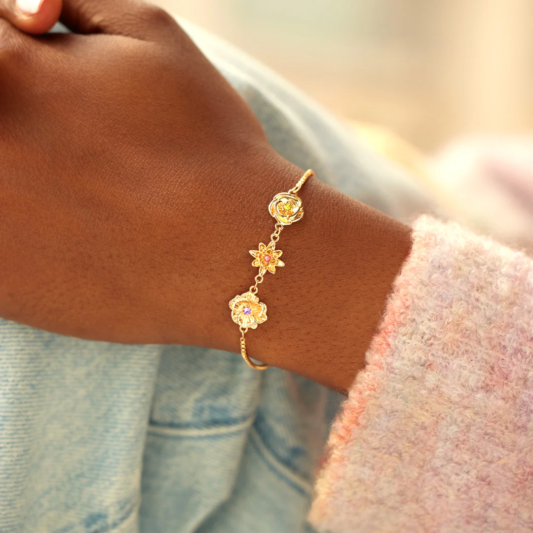 1-10 THREE-DIMENSIONAL BIRTH FLOWERS BRACELET