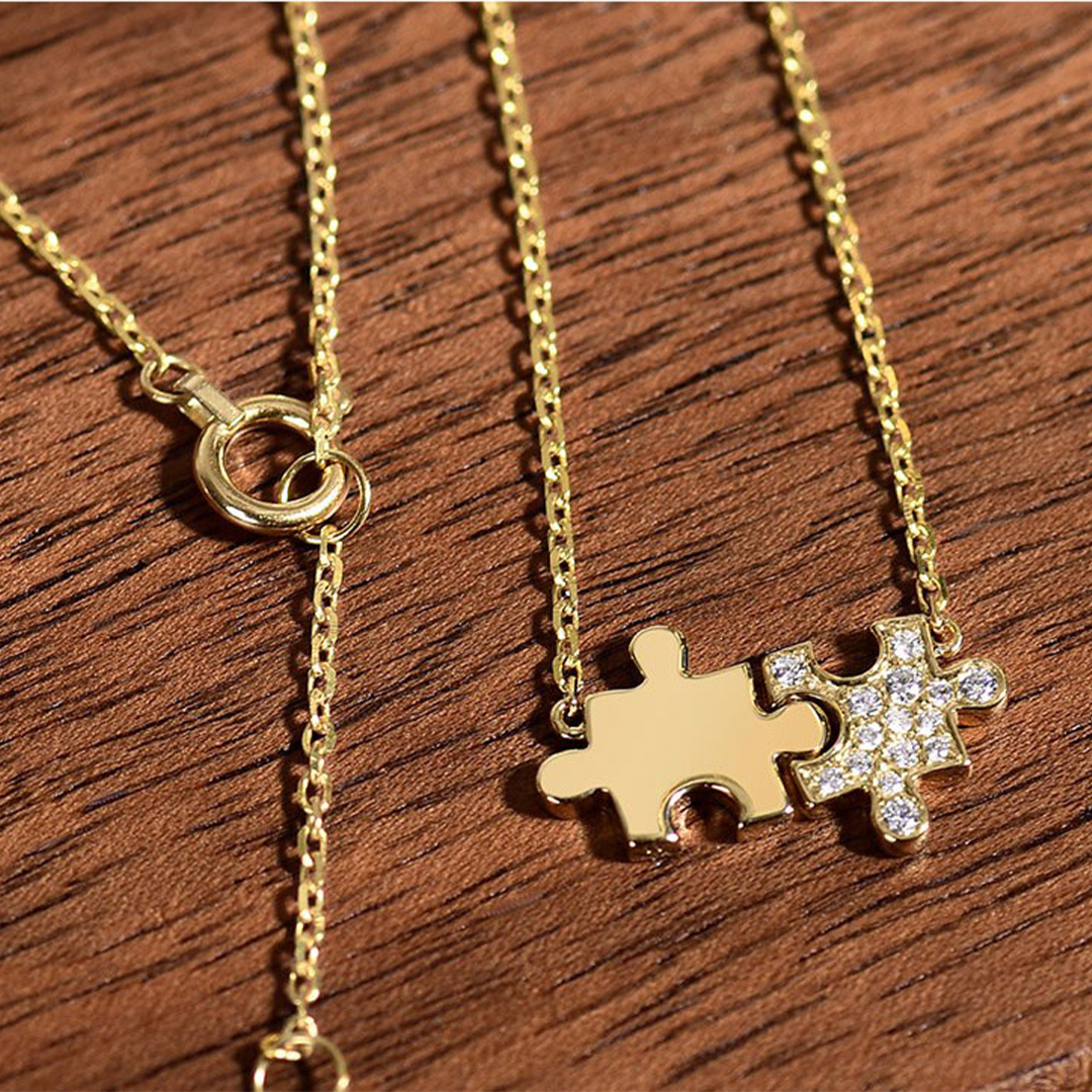 S925 Beautiful But Broken Pieces Fit Together Puzzle Necklace