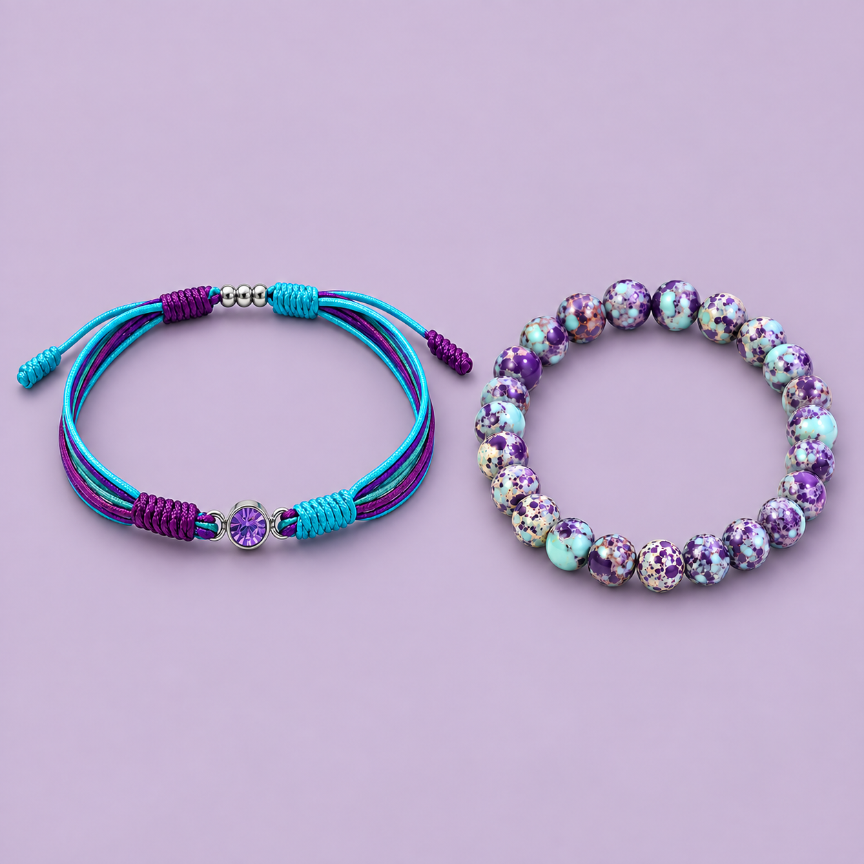SUICIDE PREVENTION AWARENESS Diamond Cord Bracelet Set