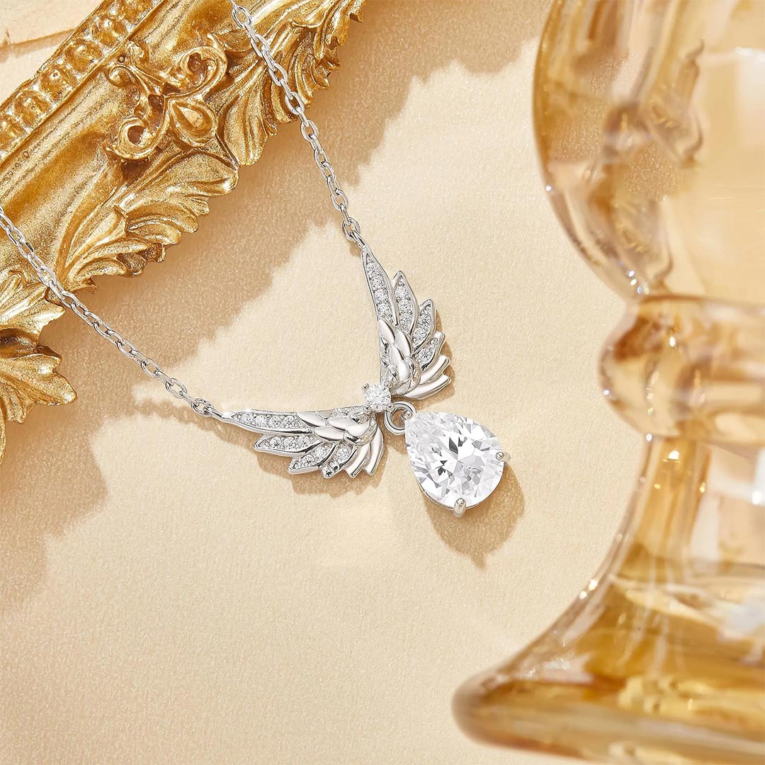 Winged Teardrop Birthstone Necklace