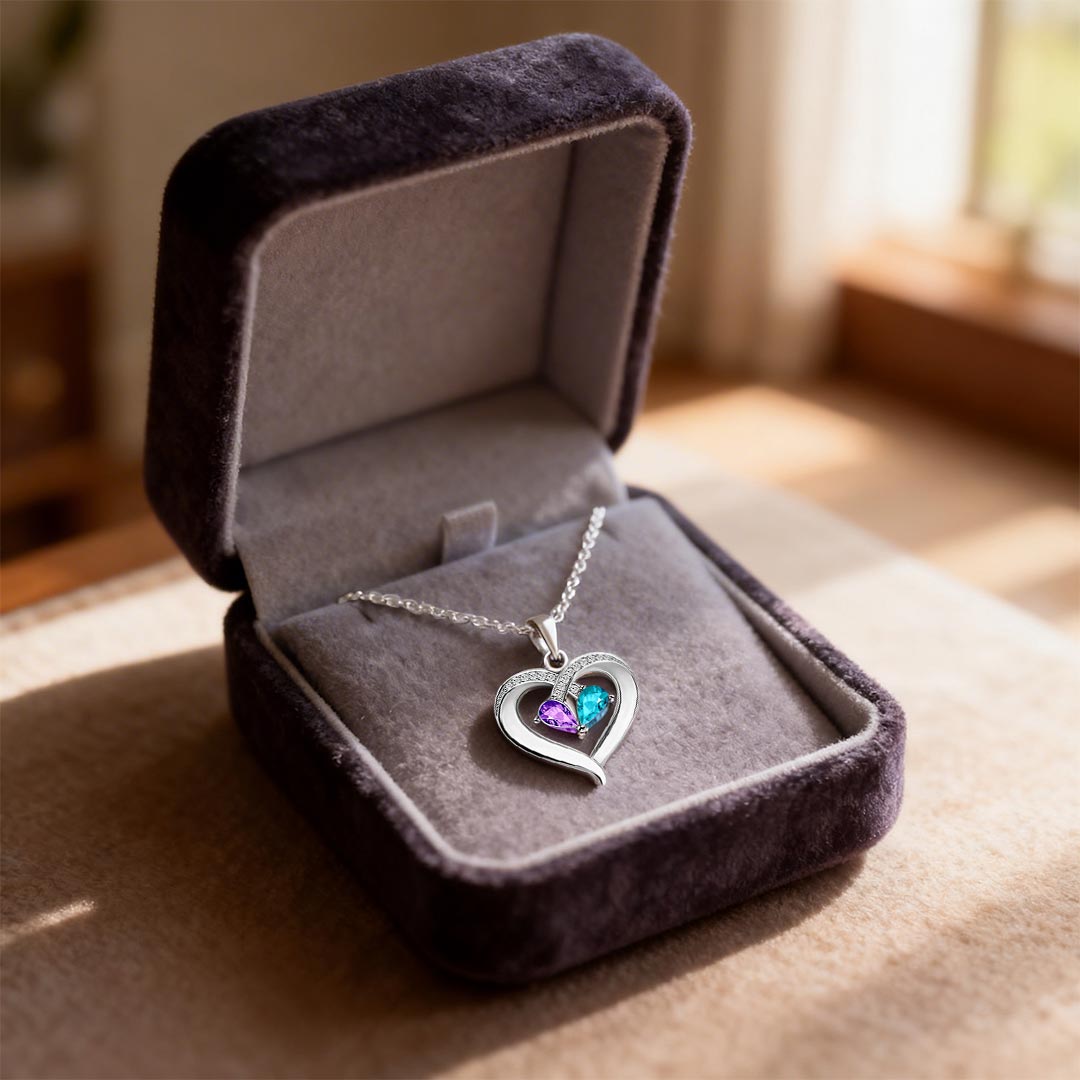 Suicide Prevention Awarness-Purple Blue Diamond Heart Necklace