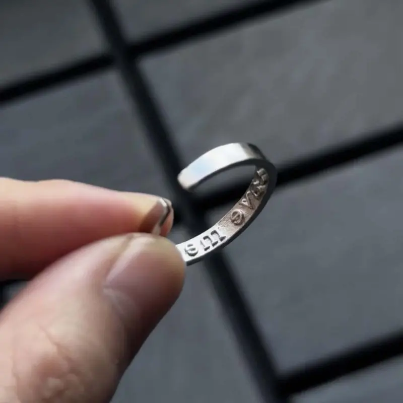 Engraved "I'm Fine" Hidden Message Adjustable Ring