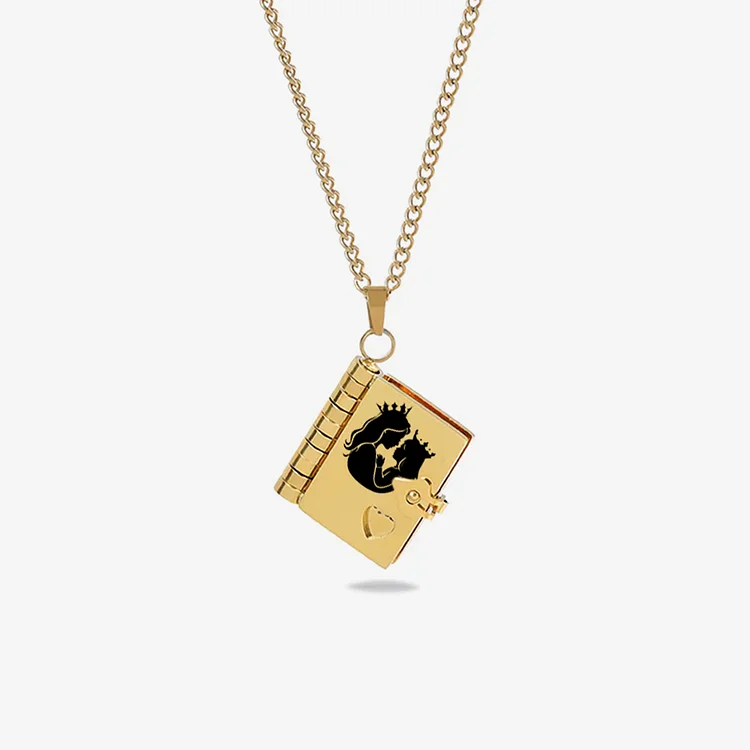 For Daughter - Straighten Your Crown Book Necklace
