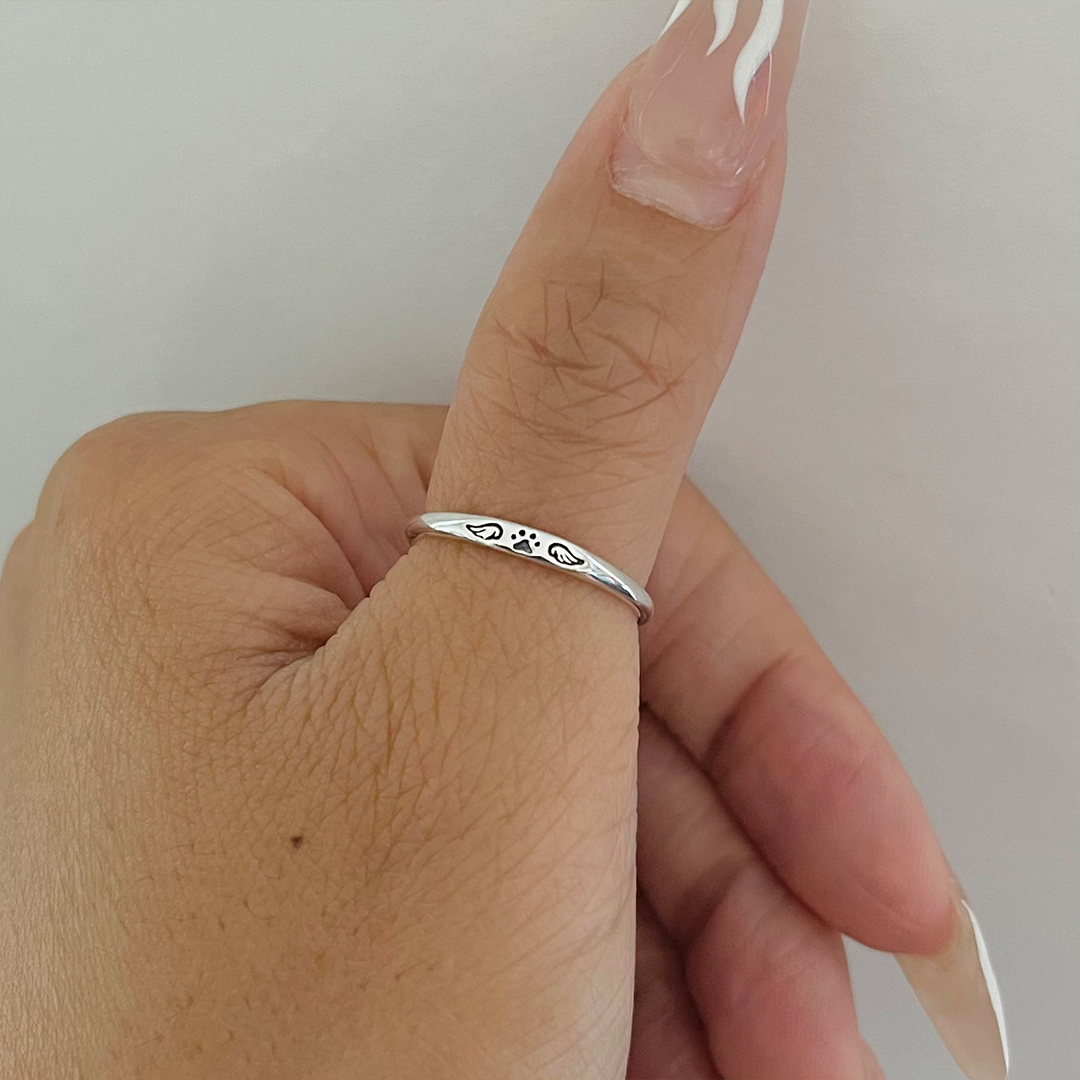 FOR MEMORIAL - My Four-legged Angel is Always Near By Tiny Paw With Wings Ring