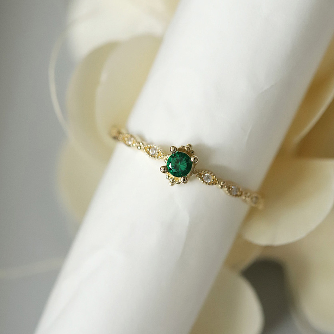 It's OK To Not Be OK Emerald Dainty Ring